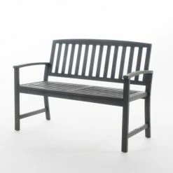 Flash Sale 🤩 GDFStudio GDF Studio Laguna Outdoor Patio Acacia Wood Bench, Dark Gray ✨