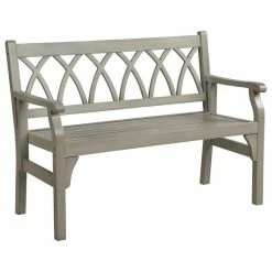 Flash Sale 😍 Pebble Lane Living Indoor/Outdoor Two Seater Elegant Wood Bench- Light Dove Grey 💯