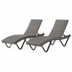 Discount โญ GDFStudio GDF Studio Zanna Outdoor Wicker Chaise Lounge, Set Of 2 ๐
