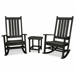 Deals ๐คฉ POLYWOOD Vineyard 3-Piece Rocking Set, Black ๐