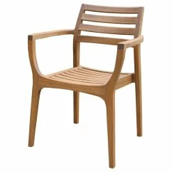 Promo ❤️ Outdoor Interiors Tulum Eucalyptus Stacking Chairs, Set Of 4 👍