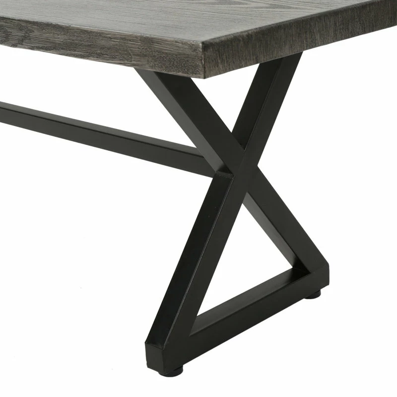 Wholesale 🛒 GDFStudio GDF Studio Rosarito Outdoor Aluminum Dining Bench With Black Steel Frame, Gray 😉 - Image 7