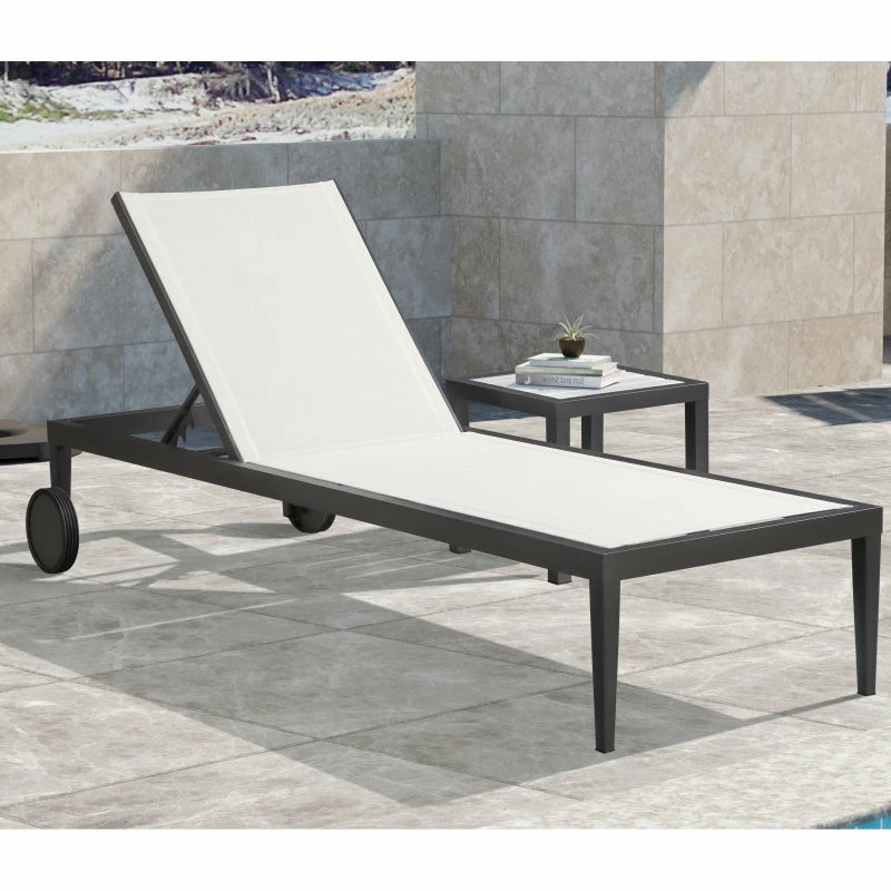 Brand new ๐ Meridian Furniture Nizuc Outdoor Patio Chaise Lounge Chair, Off-White Resilient Mesh Waterproof Fab ๐ฏ - Image 2