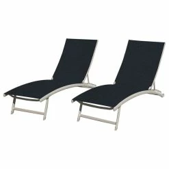 Best Pirce ๐ Vivere Ltd Clearwater 6 Position Aluminum Lounger With Wheel 2-Piece Set, Navy Steel ๐