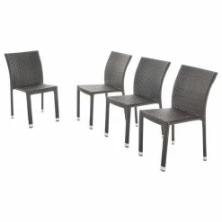 Coupon ✨ GDFStudio GDF Studio Dorside Outdoor Wicker Armless Stack Chairs With Aluminum Frame, Mult ✔️
