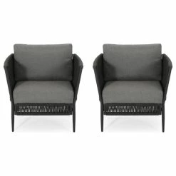 New ๐ GDFStudio Andy Outdoor Rope Club Chair With Cushions, Set Of 2 โค๏ธ