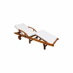 Top 10 🌟 Vida XL LLC VidaXL Solid Acacia Sun Lounger W/ Cushion Reclining Chaise Outdoor Garden 🔔
