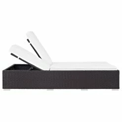 Cheapest 😉 LexMod Convene Double Outdoor Wicker Rattan Chaise, Espresso White ✨