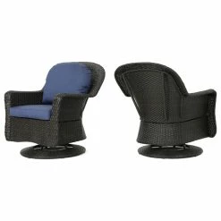 Flash Sale 🎁 GDFStudio GDF Studio Linsten Outdoor Wicker Swivel Club Chairs With Cushion, Set Of 2 🌟