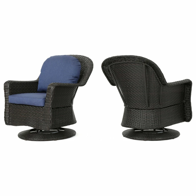 Flash Sale 🎁 GDFStudio GDF Studio Linsten Outdoor Wicker Swivel Club Chairs With Cushion, Set Of 2 🌟