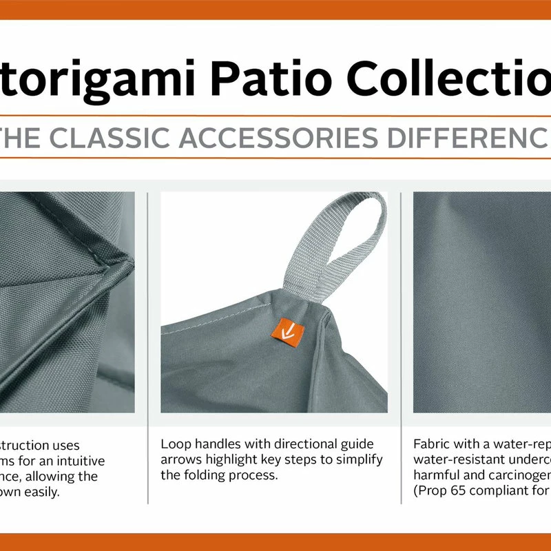 Cheapest 👍 Classic Accessories Storigami Easy Fold General Purpose Patio Furniture Cover, Monument Gray, Large ✨ - Image 4