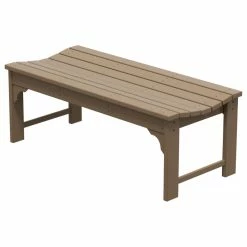 Cheapest 🔔 WestinTrends Backless Plastic Outdoor Bench For Patio Garden, Weatherwood 🛒