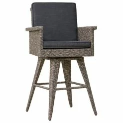 Wholesale 😉 GDFStudio GDF Studio Elysium Outdoor Wicker Barstool With Water Resistant Cushions 🌟