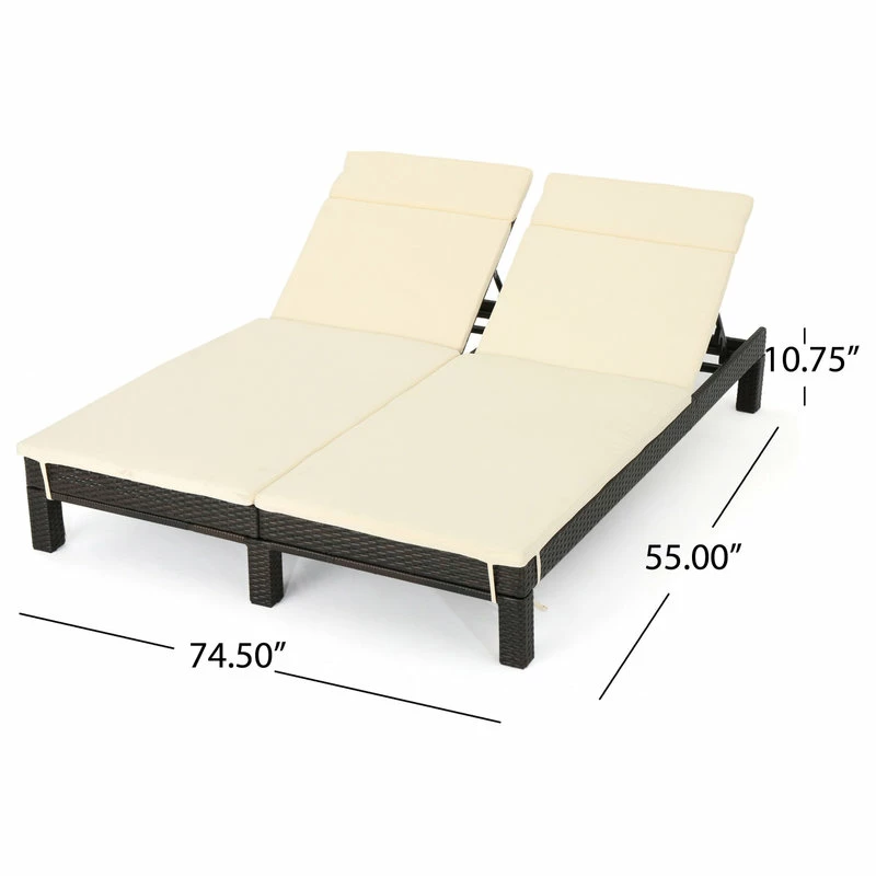 Cheapest ๐งจ GDFStudio GDF Studio Amour Outdoor Dual Wicker Chaise Lounge With Water Resistant Cushions ๐ - Image 5