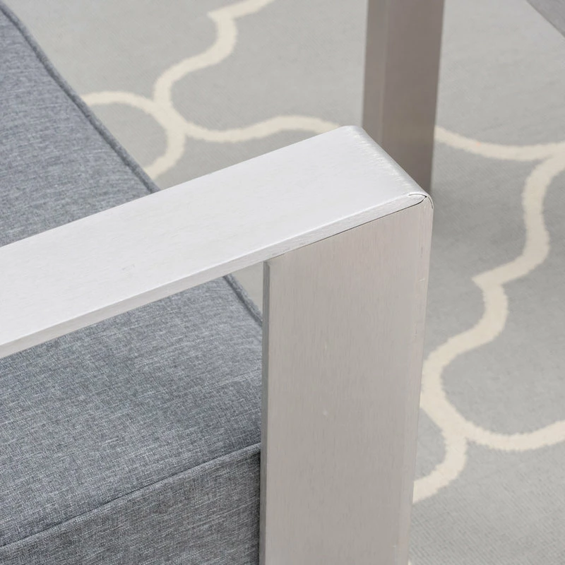 Best Pirce 😀 GDFStudio GDF Studio Booth Outdoor Aluminum Club Chairs, Set Of 2, Sliver/Gray 🔔 - Image 5