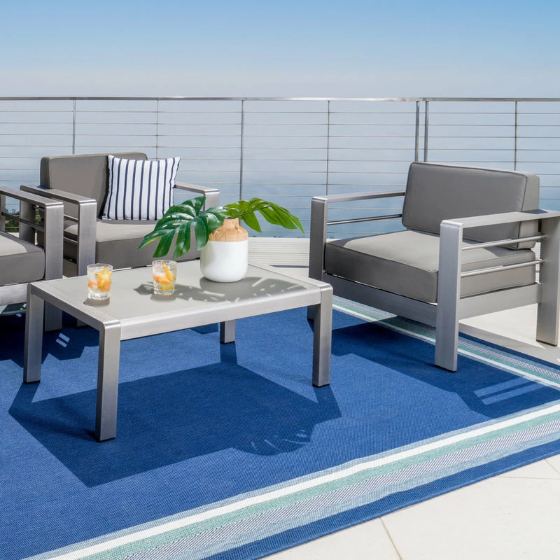 Wholesale 🛒 GDFStudio GDF Studio 5-Piece Coral Bay Outdoor Aluminum Chat Set With Cushions 🛒 - Image 3