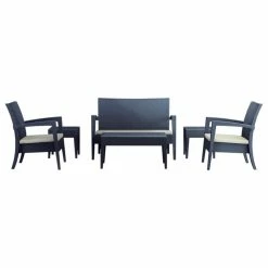 Brand new โญ Compamia Miami 6-Piece Wickerlook Seating Set, Dark Gray With Acrylic Fabric Cushions ๐