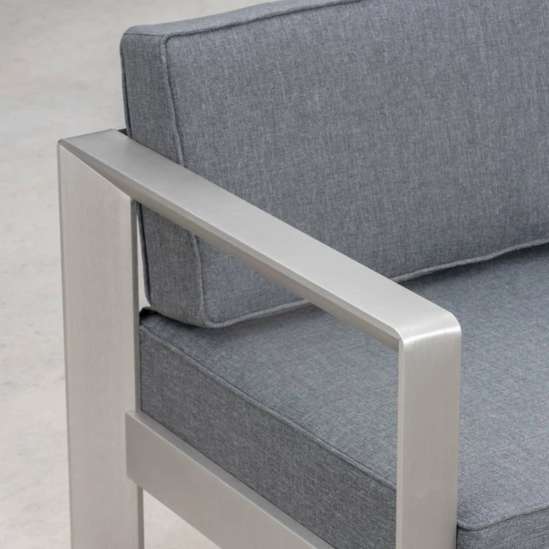 Best Pirce 😀 GDFStudio GDF Studio Booth Outdoor Aluminum Club Chairs, Set Of 2, Sliver/Gray 🔔 - Image 4