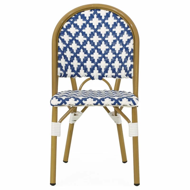 Best reviews of 🤩 GDFStudio Bronson Outdoor French Bistro Chair, Set Of 2, Blue/White/Bamboo Print Finish 🔥 - Image 9