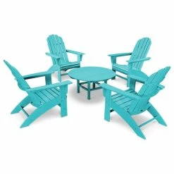Cheapest 🧨 Polywood Vineyard 5-Piece Oversized Adirondack Set, Aruba 🎁