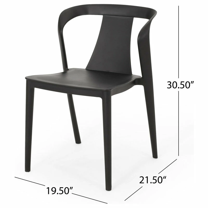 Budget ✨ GDFStudio Xanth Outdoor Stacking Dining Chair, Set Of 2, Black 🎁 - Image 4