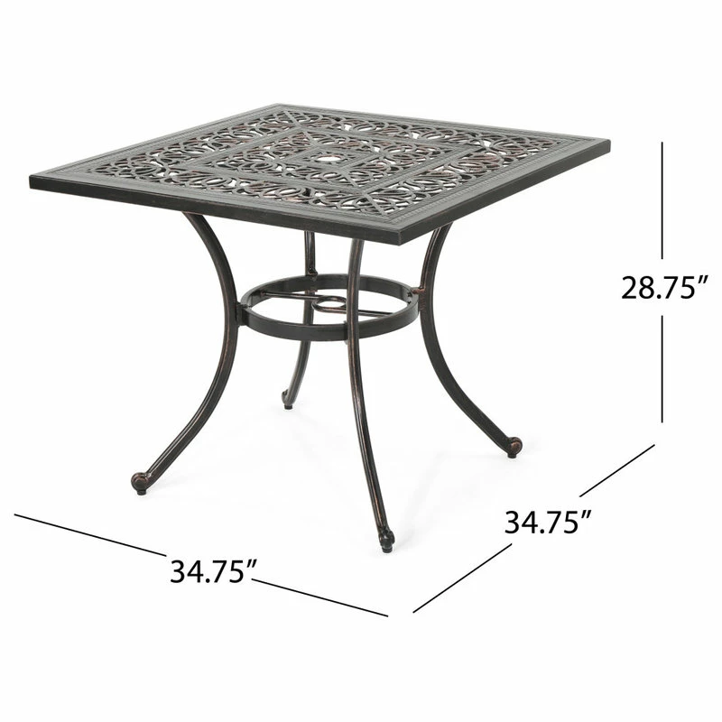 Promo 🛒 GDFStudio Cassie Outdoor Square Cast Aluminum Dining Table 👏 - Image 3