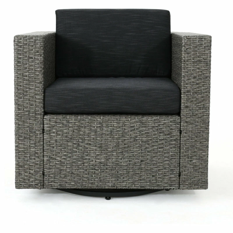 Budget 👏 GDFStudio GDF Studio Venice Outdoor Wicker Swivel Club Chair, Mix Black/Dark Gray, Single 🥰 - Image 5