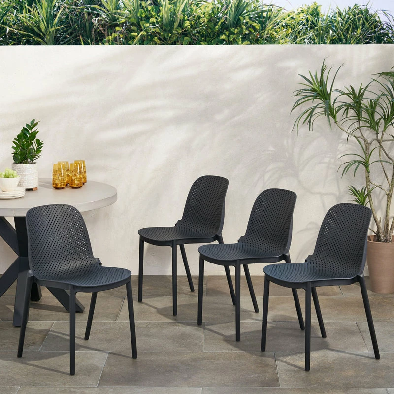 Best deal ๐ฅฐ GDFStudio Tafton Outdoor Stacking Dining Chair, Set Of 4, Black ๐ - Image 2