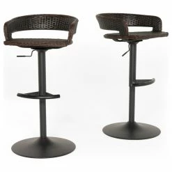 Cheap 🛒 RST Brands Comfort Airlift Wicker Bar Stools, Set Of 2, Espresso Brown 🎁