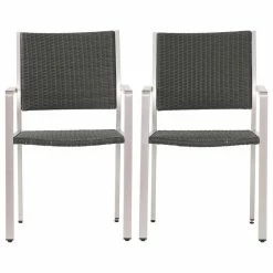 Wholesale โ GDFStudio GDF Studio Coral Bay Outdoor Wicker Dining Chairs With Aluminum Frame, Set Of 2 ๐