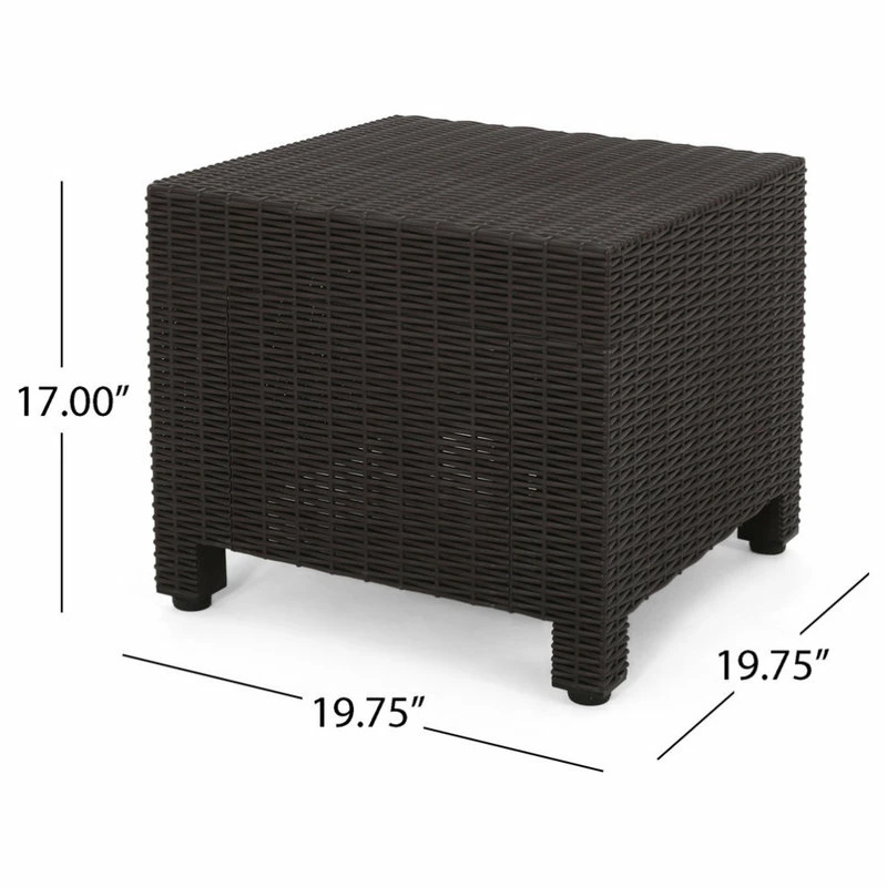 Discount 🛒 GDFStudio Odessa Outdoor Wicker Print Side Table, Dark Brown 🛒 - Image 8