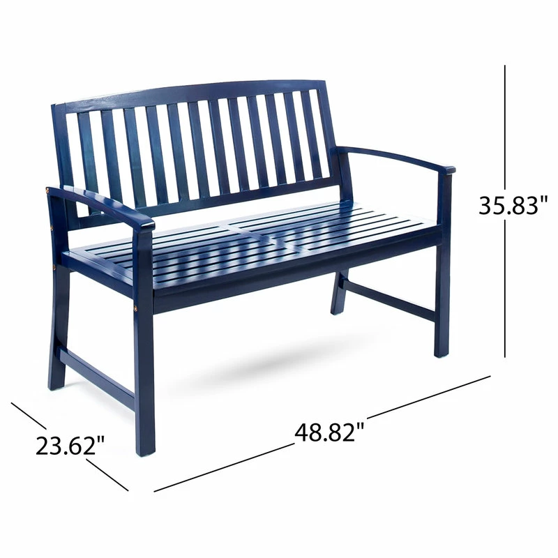 Best deal ✔️ GDFStudio GDF Studio Lola Outdoor Acacia Wood Bench, Navy Blue 👏 - Image 3