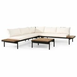 Wholesale โค๏ธ GDFStudio Cody Outdoor Acacia Wood 5 Seater Sectional Sofa Set With Cushions ๐