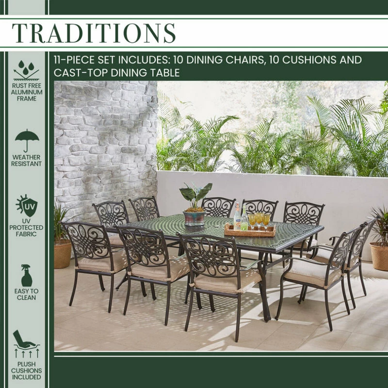 Best reviews of 🥰 Hanover Traditions 11-Piece Dining Set With Extra-Long Dining Table 😉