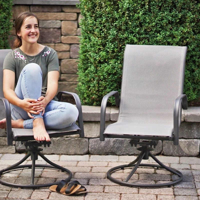 Buy 🔔 Patio Master Garden Elements Corporation Sienna Metal Patio Chair Swivel Rockers, Gray 🛒 - Image 7