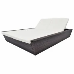 Discount 😀 Vida XL LLC VidaXL Outdoor Lounge Bed With Cushion Poly Rattan Brown 🧨