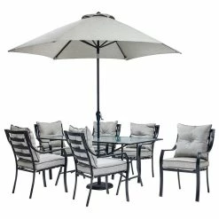 Cheapest 😉 Hanover Lavallette 7-Piece Outdoor Dining Set With Table Umbrella And Base ✔️