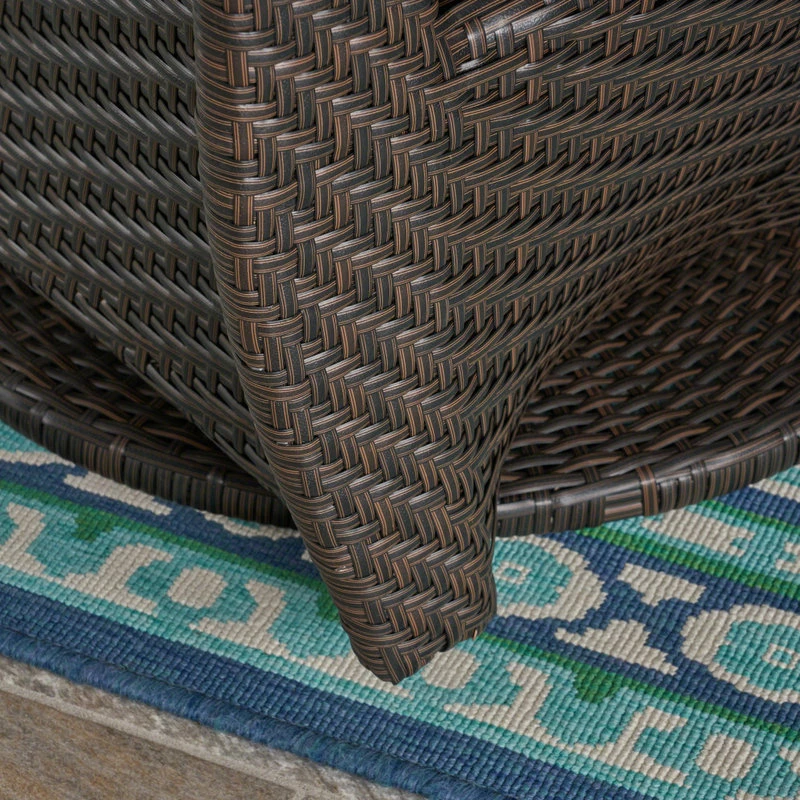 Flash Sale 🌟 GDFStudio GDF Studio Koch Outdoor Wicher Swivel Chair, Multi Brown/Navy 🤩 - Image 10