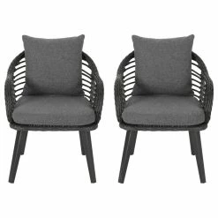 Deals ๐ฅฐ GDFStudio Madison Outdoor Wicker Club Chairs With Cushions, Set Of 2, Gray/Black ๐
