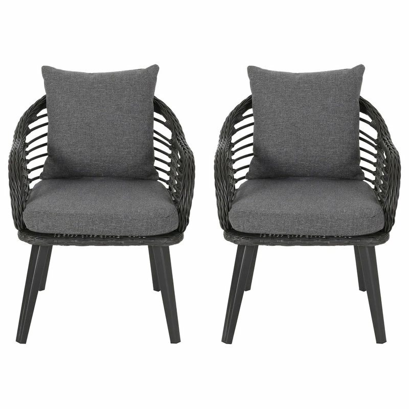 Deals ๐ฅฐ GDFStudio Madison Outdoor Wicker Club Chairs With Cushions, Set Of 2, Gray/Black ๐