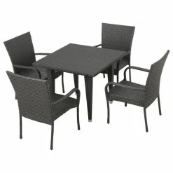 Cheapest ๐ฅฐ GDFStudio GDF Studio 5-Piece Antonio Outdoor Gray Wicker Dining Set ๐