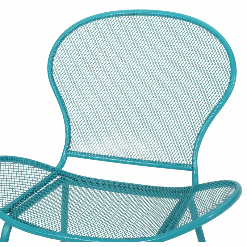 Budget 😍 GDFStudio Bernice Modern Outdoor Iron Club Chair, Set Of 2, Matte Teal 🎉 - Image 8
