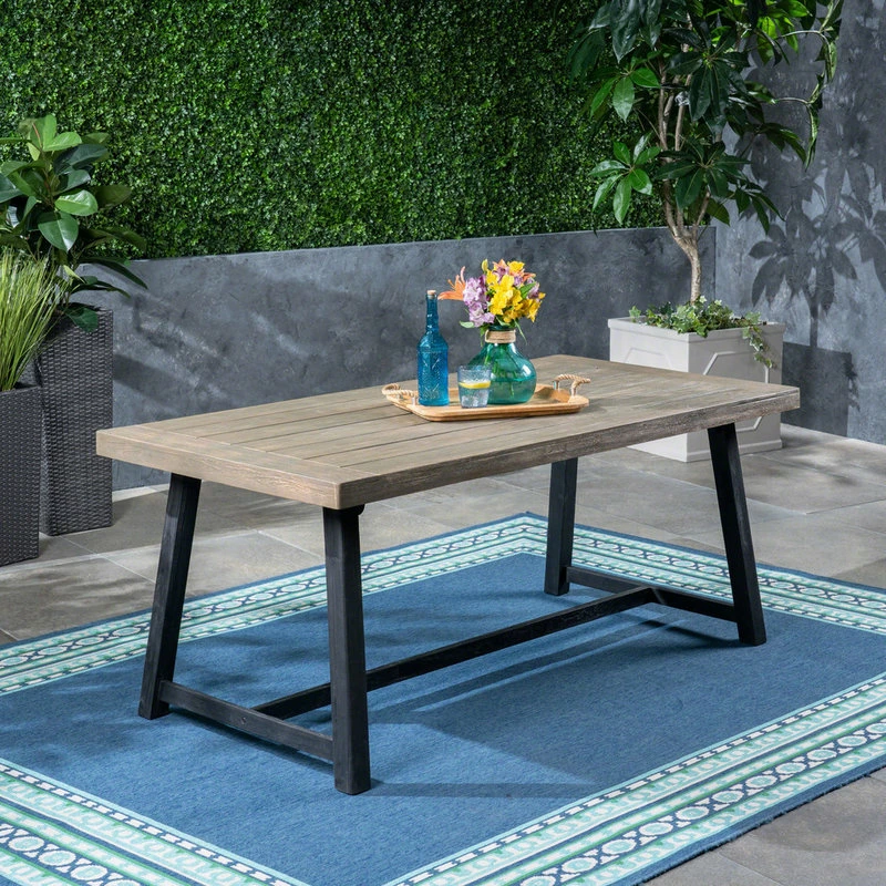 Buy ๐ GDFStudio GDF Studio Toby Outdoor Acacia Wood Dining Table, Sandlblast Gray /Black ๐ฅ - Image 2