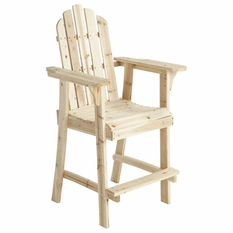 Discount 🥰 Home Garden Collections Balcony Tall, Counter High Adirondack Chair With Footrest, Natural Wood 💯 - Image 3