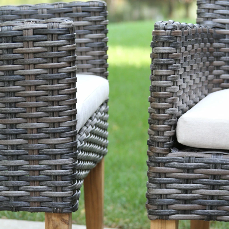 Outlet ⭐ Outdoor Interiors 7-Piece Teak And Composite Top Table Set With Slate Brown Dining Chairs 🔥 - Image 5