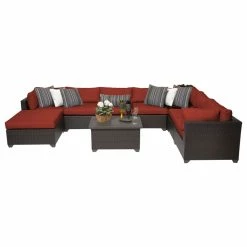 Promo 😀 TKClassics Belle 9 Piece Outdoor Wicker Patio Furniture Set 09b, Terracotta ✔️