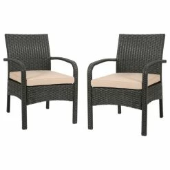 Promo ๐คฉ GDFStudio GDF Studio Otto Outdoor Wicker Club Chairs, Set Of 2, Brown/Tan ๐