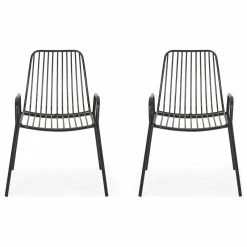 Discount ๐ฏ GDFStudio Ashley Outdoor Modern Iron Club Chair, Set Of 2, Matte Black โ๏ธ