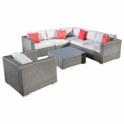 Brand new ๐งจ GDFStudio GDF Studio 7-Piece Francisco Outdoor Wicker Seating Sectional Set With Cushions, ๐