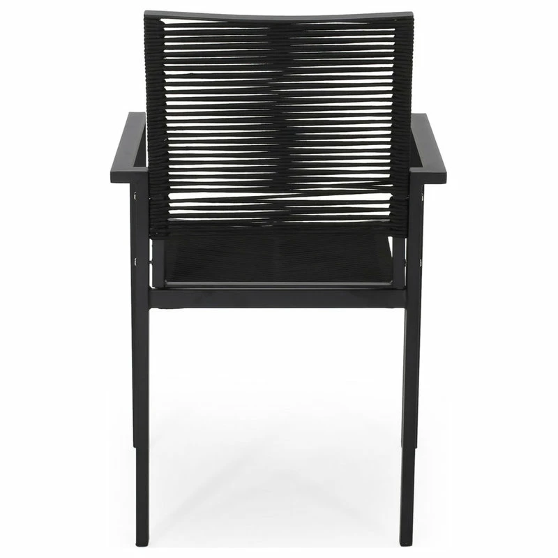 Best Pirce 🤩 GDFStudio Jean Outdoor Modern Dining Chair With Rope Seat, Set Of 2, Dark Gray/Black 💯 - Image 4